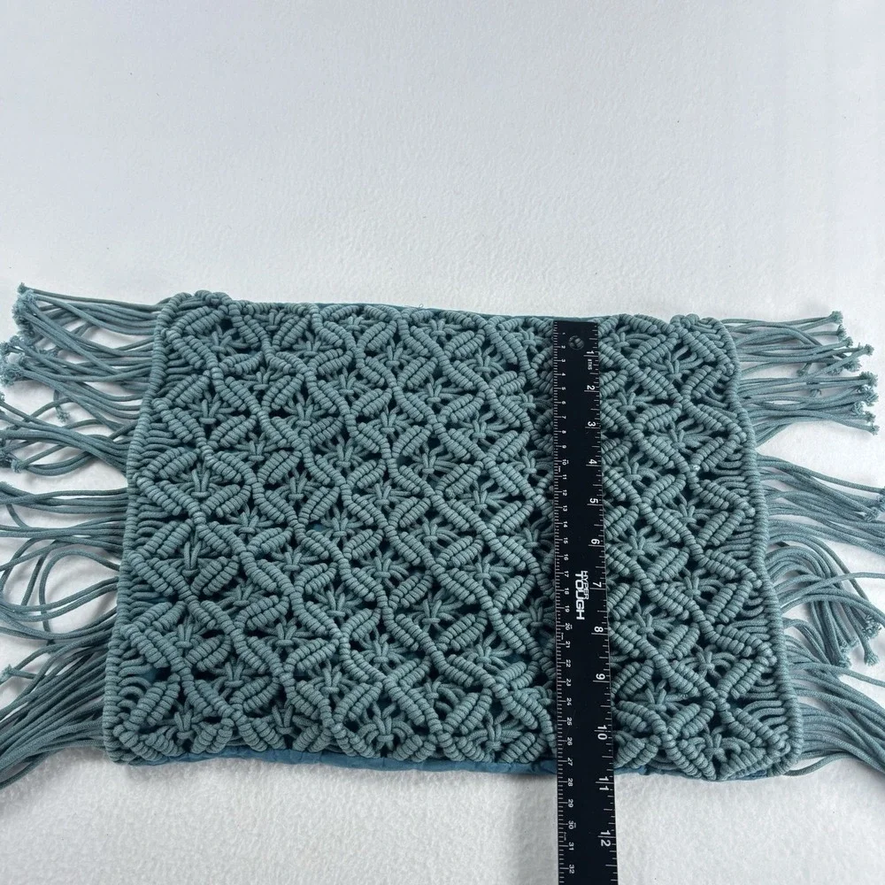 Pier one macrame‎ decorative pillowcase zipper Teal Blue Boho